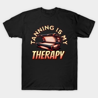 Tanning Is My Therapy Sun Tan Funny Beach Lover Design T-Shirt